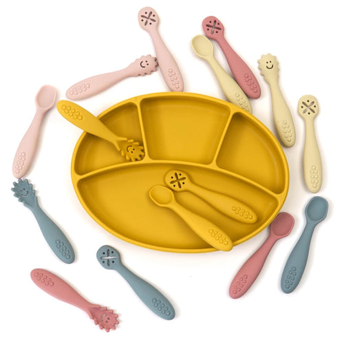 3PCS Cute Baby Learning Spoons Set – Soft Feeding Utensils for Newborns, Toddlers & Weaning