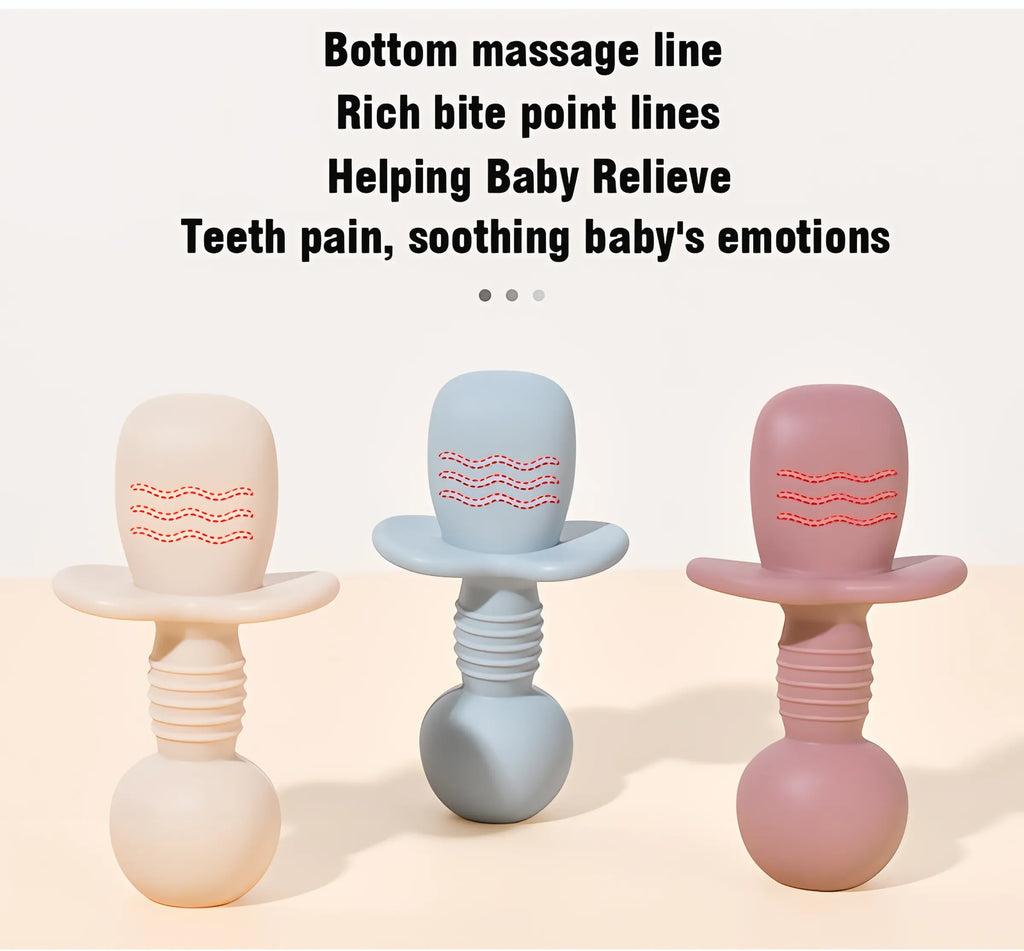 2PCS Baby Silicone Spoon & Fork Set – Food Grade Cutlery with Wooden Handle for Self-Feeding & Training