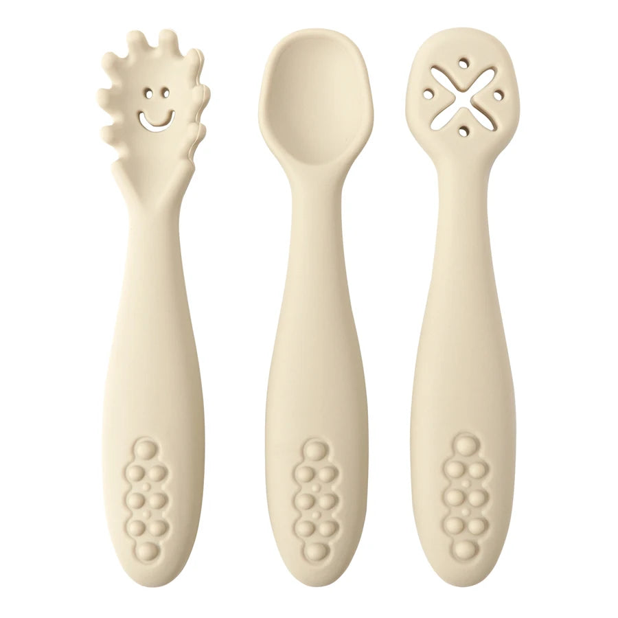 3PCS Cute Baby Learning Spoons Set – Soft Feeding Utensils for Newborns, Toddlers & Weaning