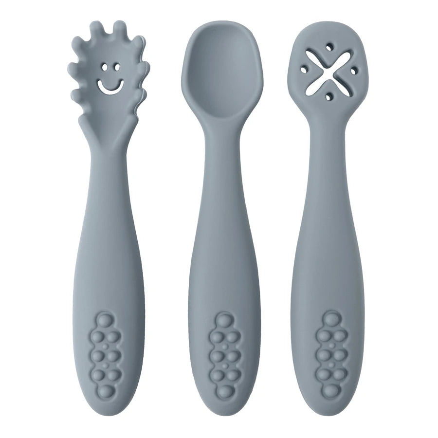3PCS Cute Baby Learning Spoons Set – Soft Feeding Utensils for Newborns, Toddlers & Weaning