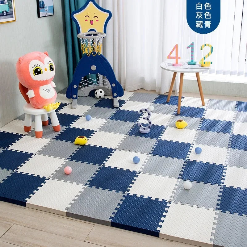Soft Interlocking Puzzle Floor Tiles for Kids, Safe Crawling & Exercise Mat (30×30×1cm)