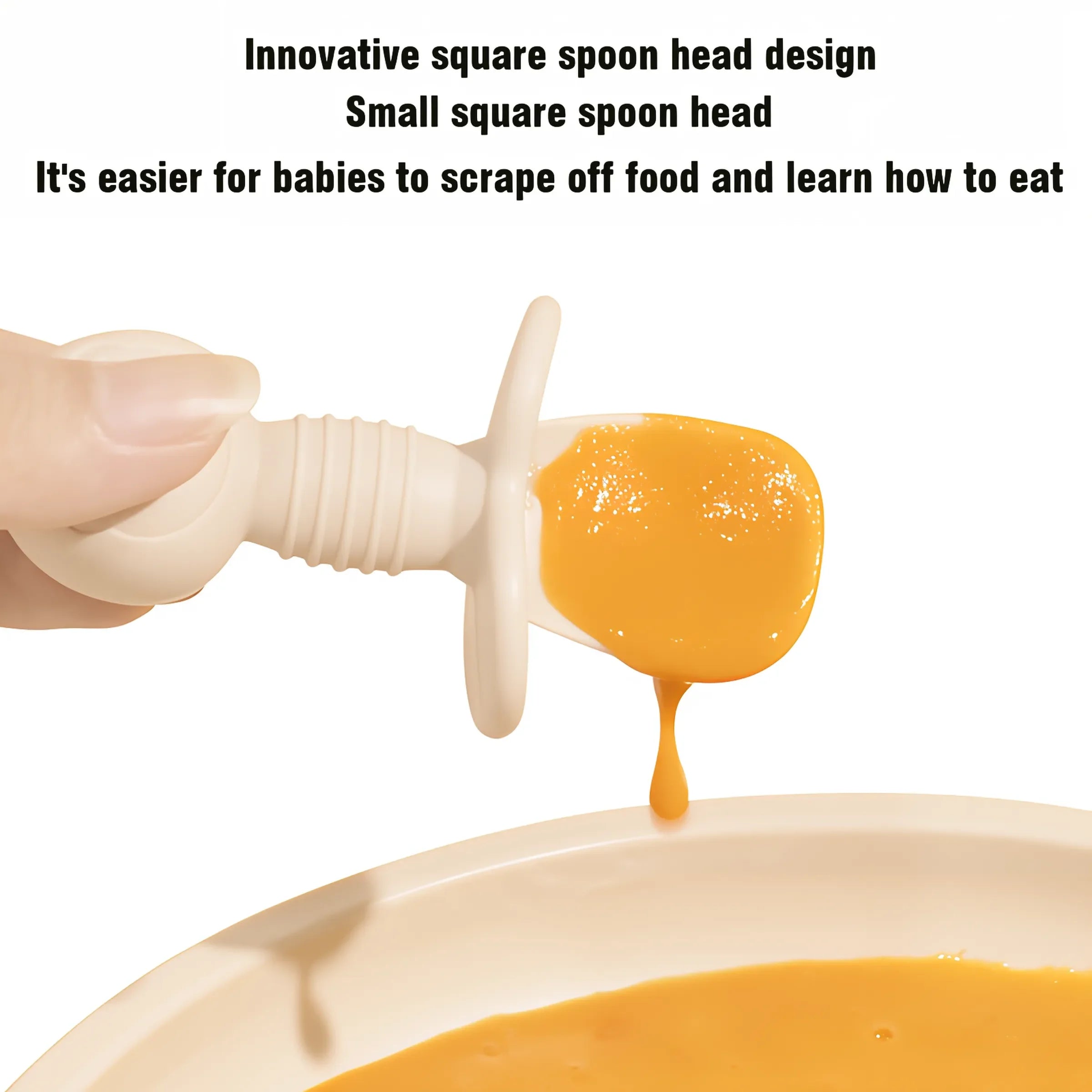 2PCS Baby Silicone Spoon & Fork Set – Food Grade Cutlery with Wooden Handle for Self-Feeding & Training